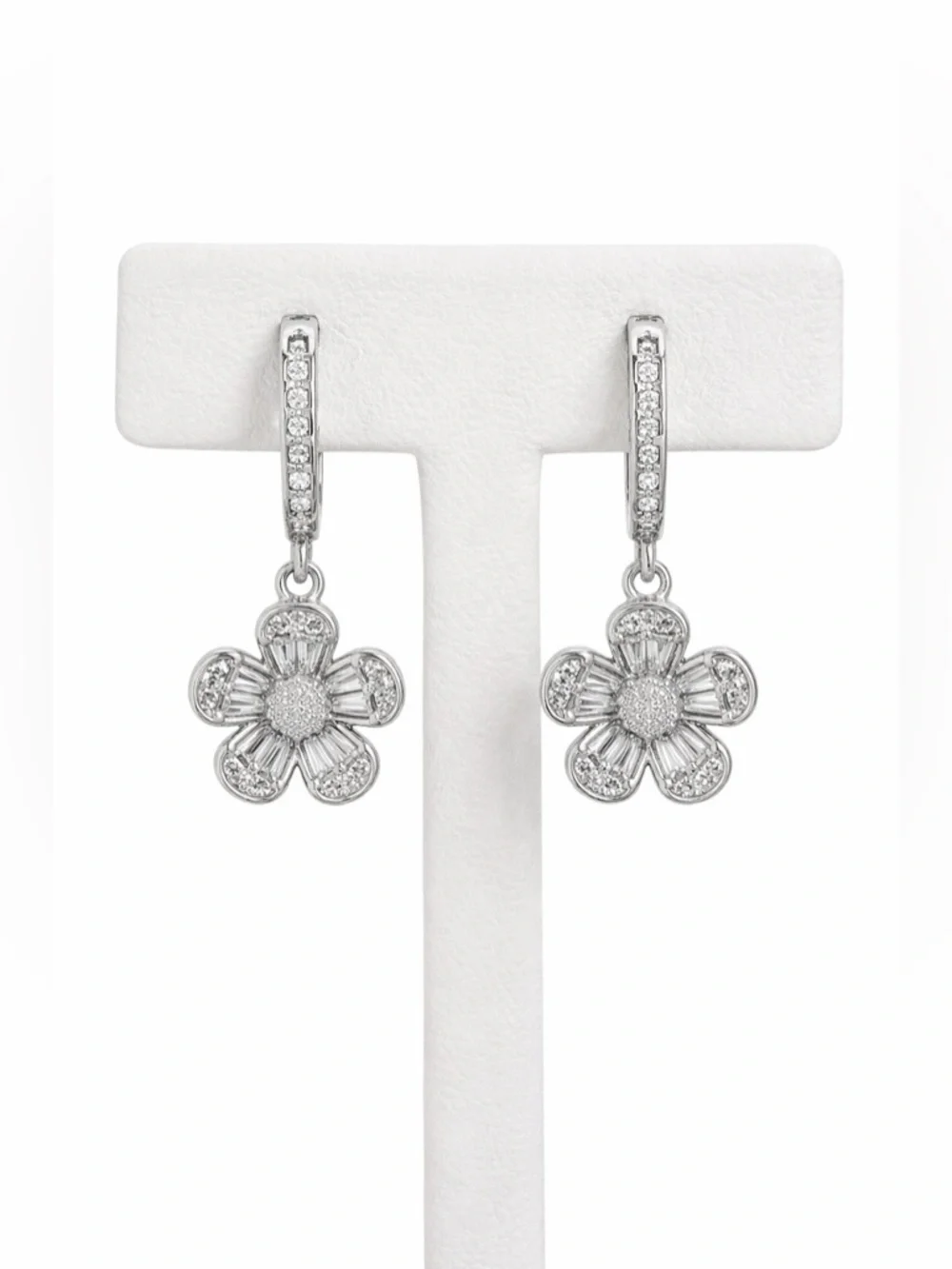 Kate Spade Crystal Rhinestone Fleurette Huggie Hoop Drop Earrings